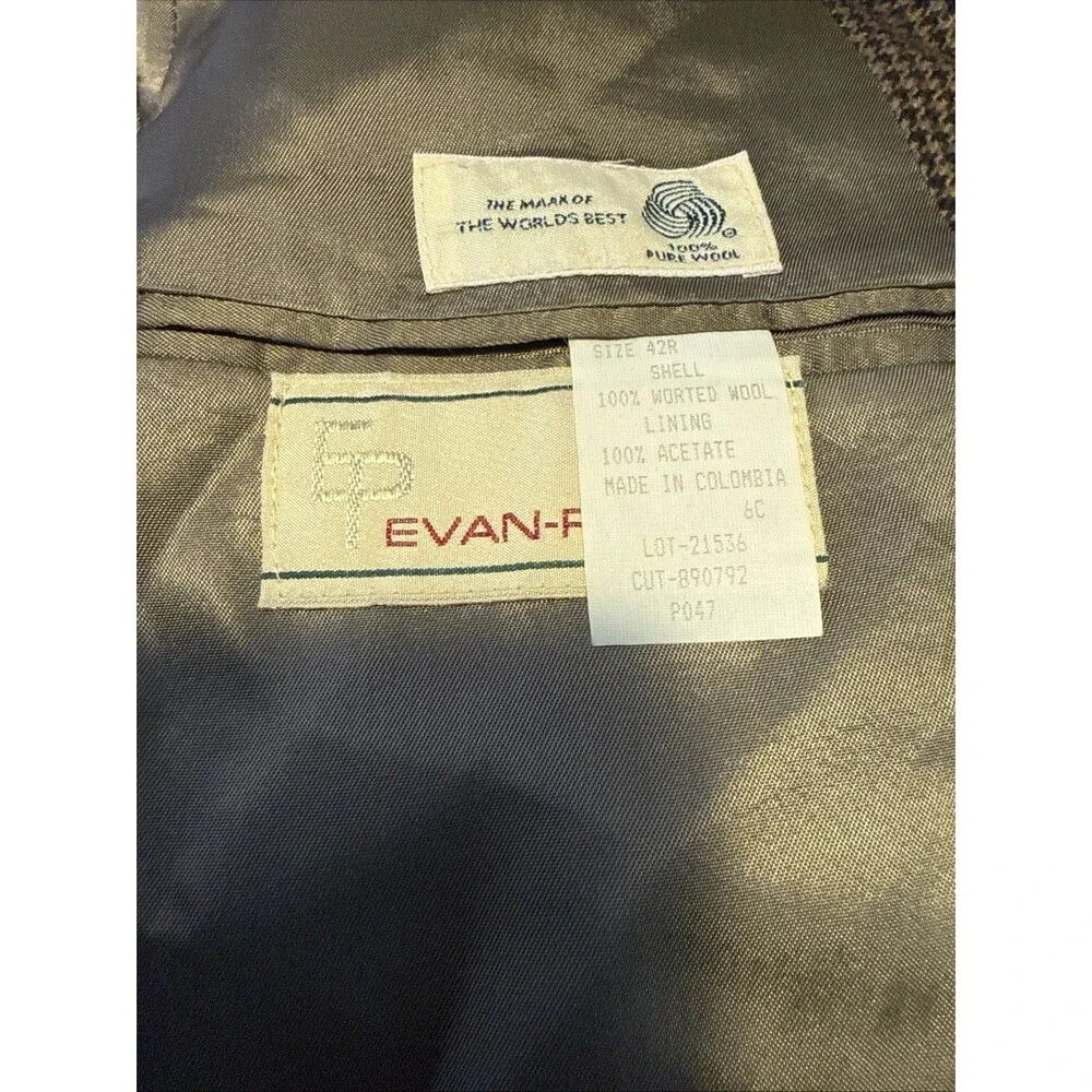 Vtg Lord & Taylor Evan-Picone Sport Coat 42R 100% Worsted Wool Houndstooth Blaze